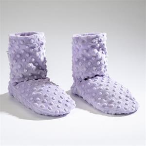 Sonoma Lavender: Lavender Spa Booties in Lilac Dot Velvet